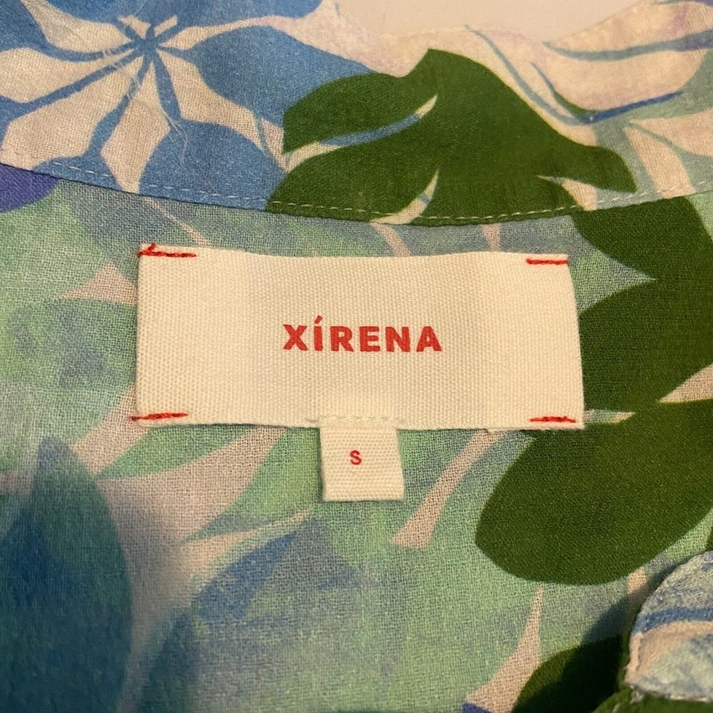 Xirena Neve Shirt Dress Women S Blue Green Sails Floral Button Front 100% Cotton - Picture 4 of 9